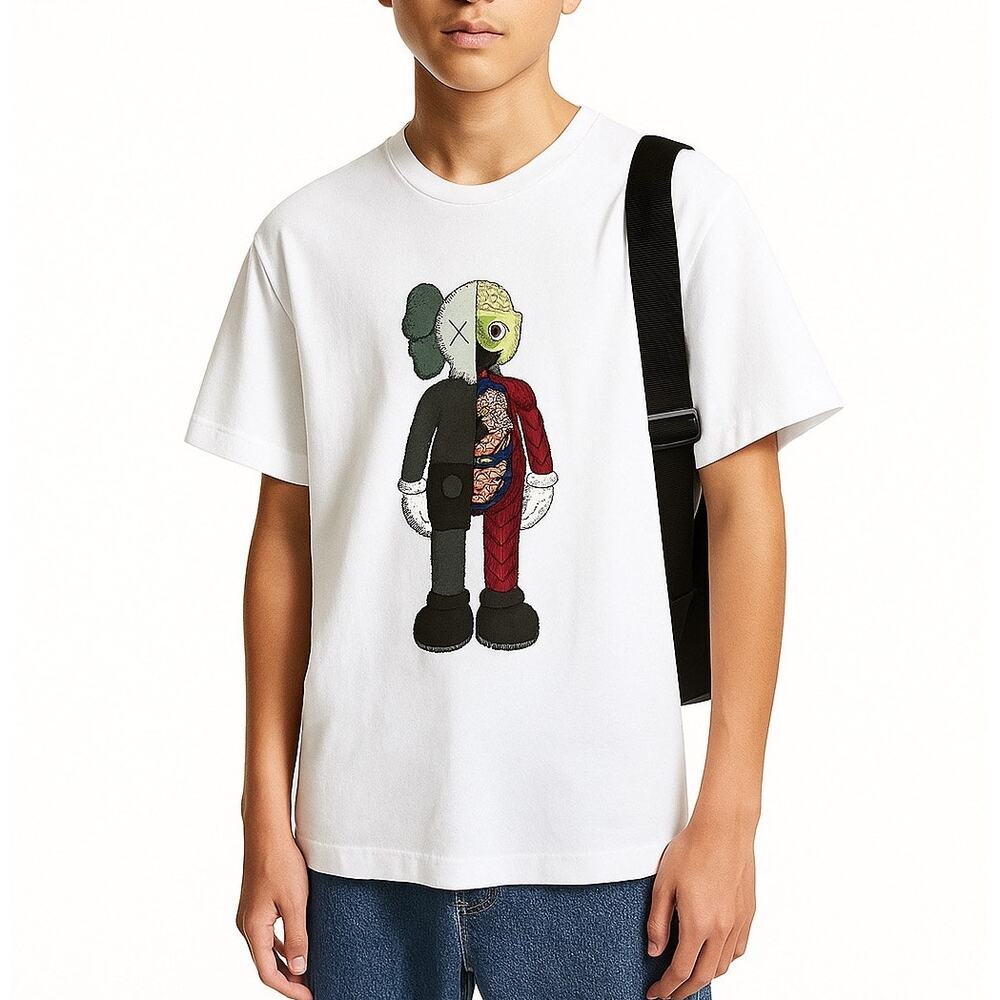 KAWS x Uniqlo UT Men's Flayed Anatomy Graphic Tee White T-Shirt Size XXS